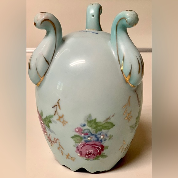 Vintage 1950s Napcoware Gold Trim Rose Design 3 Footed Ceramic Egg Vase - Picture 9 of 16